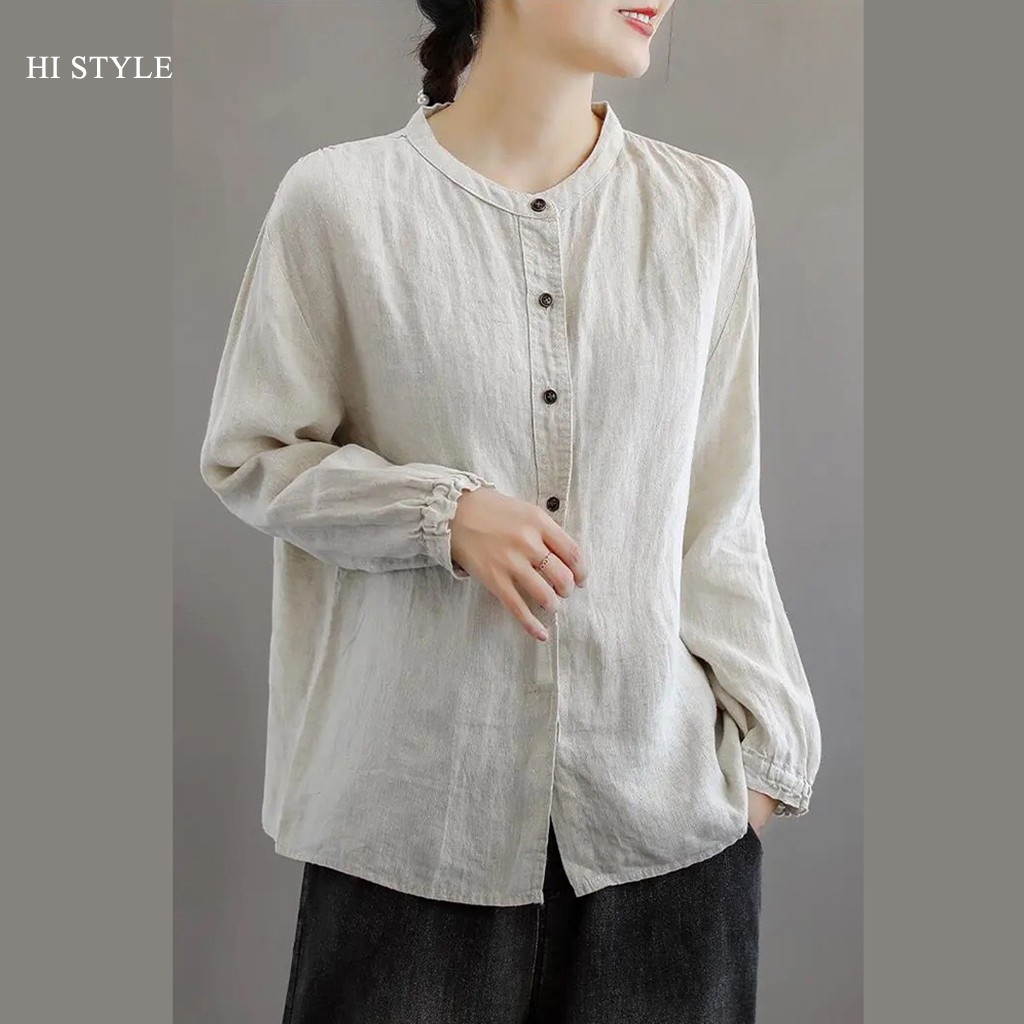 Áo Somi Nữ form rộng có size to ống tay dài kiểu dáng Vintage Rentro Áo Sơ Mi phong cách Hàn Quốc Korea - HI STYLE shop