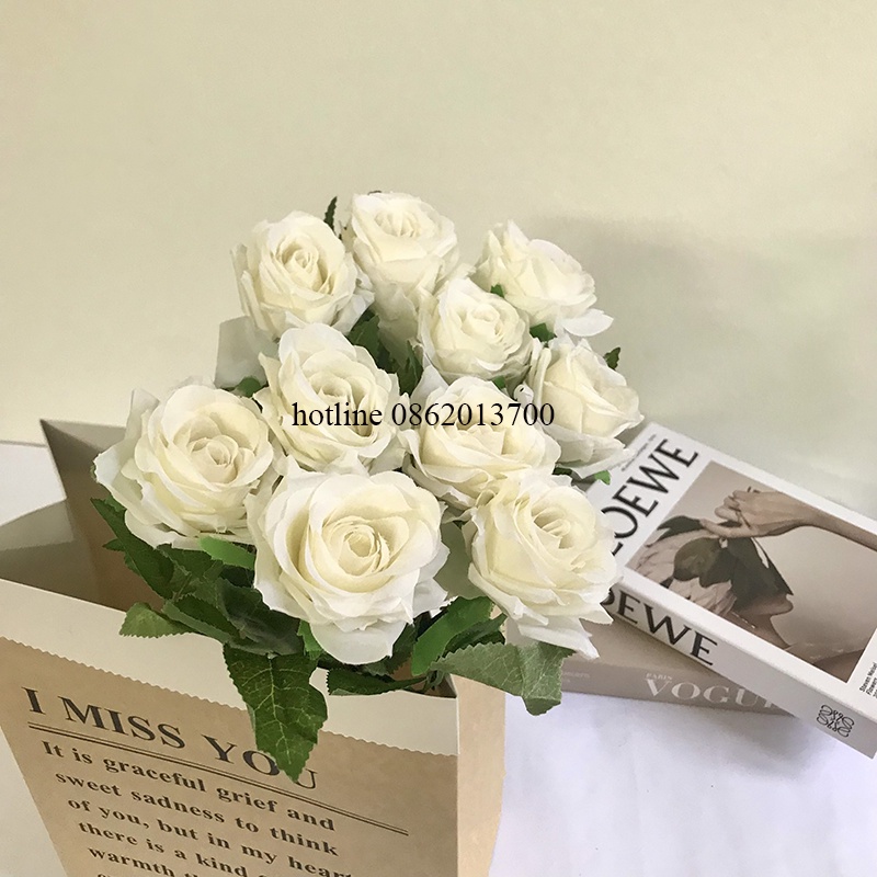 Hoa Giả - Hoa Hồng Lụa giả  cao cấp, giống thật decor trang trí nhà cửa, nội thất,cửa tiệm,...