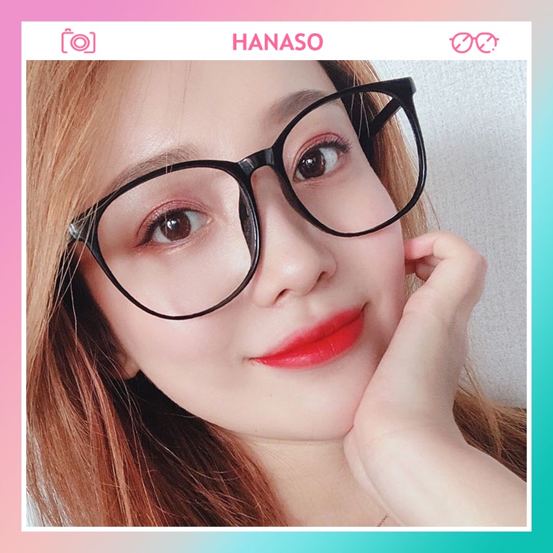 Kính mắt thời trang nam nữ mắt kính không độ gọng tròn chống tia UV phong cách Hàn Quốc đẹp giá rẻ HANASO 068