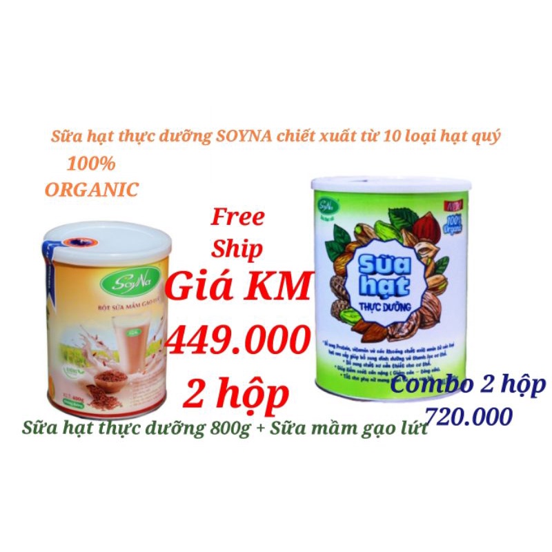 Sữa hạt thực dưỡng SOYNA 800g và Sữa Mầm gạo Lứt