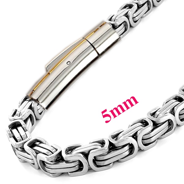 Combo dây chuyền và lắc tay nam khóa vip bằng inox kiểu ziczac 5ly sáng đẹp đem lại đẳng cấp cho người đeo