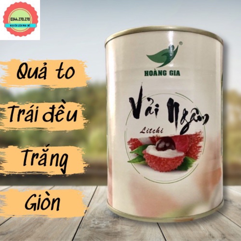 Vải thiều ngâm đường Hoàng Gia (560gr) - Quả trắng, giòn, đều