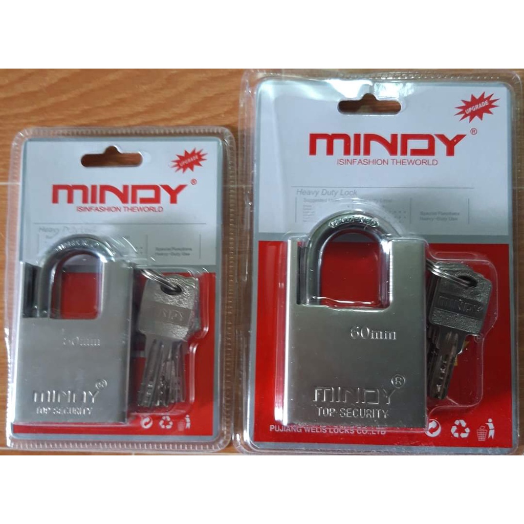 Ổ Khóa Chống Trộm, Chống Cắt MINDY Loại thường, chống cắt, càng dài-  đủ size 40mm, 50mm, 60mm