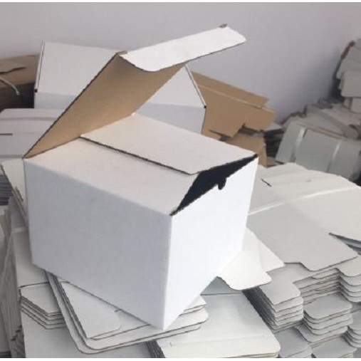 Freeship - 40 Hộp carton nắp gài trắng - 14x14x10cm