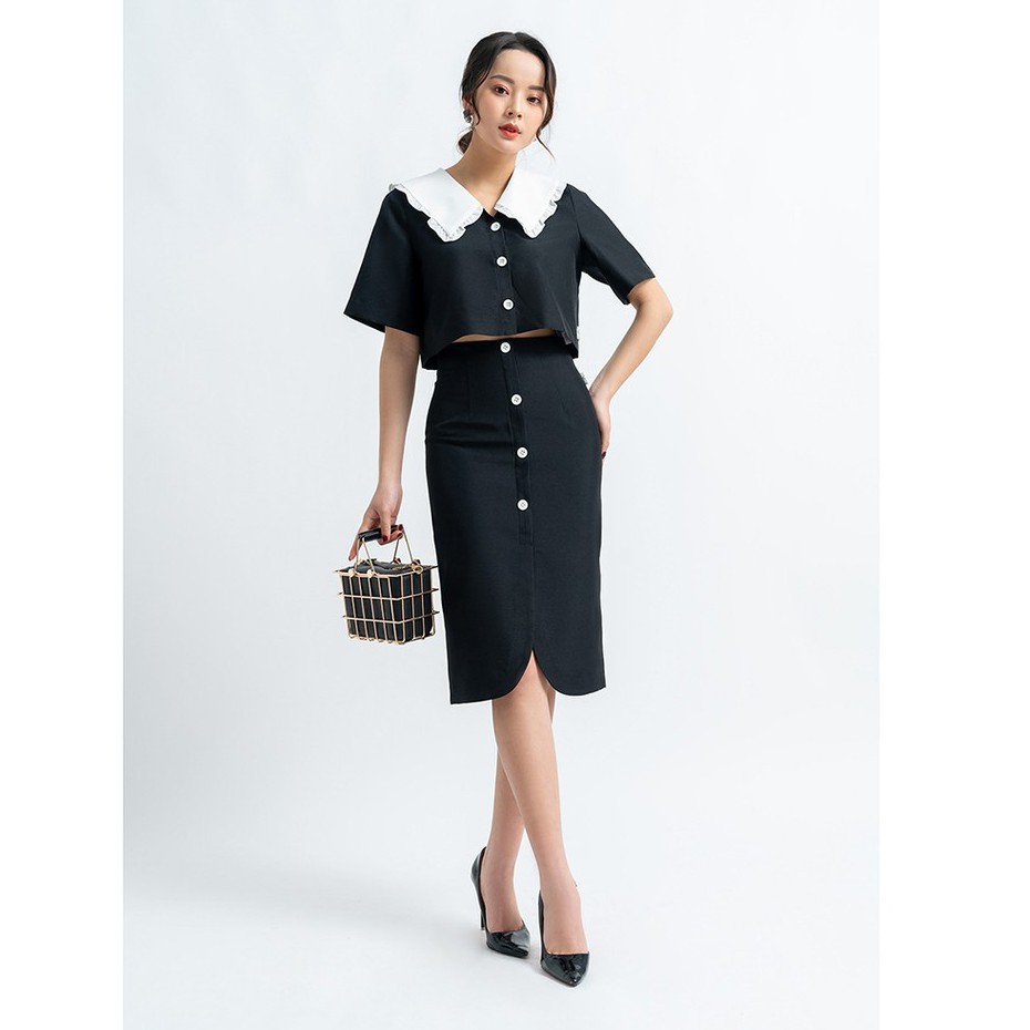 Chân váy midi dáng dài công sở 20AGAIN, thiết kế công sở thanh lịch, xẻ gấu, tôn dáng JDW0691 | BigBuy360 - bigbuy360.vn