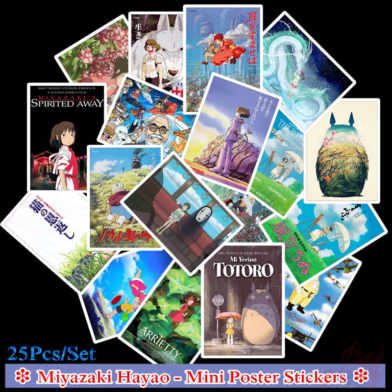 Set 25 Hình Dán Hoạt Hình Totoro &amp; Spirited Away