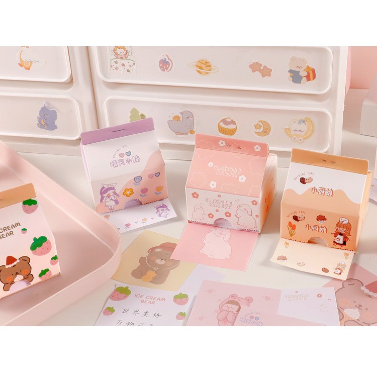 Giấy note ghi nhớ cute, giấy ghi chú hình hộp sữa dạng rút Milk Memo 201 tờ không keo ngọt ngào đủ phân loại hấp dẫn