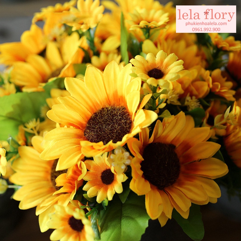 Chùm Hoa Hướng Dương, hoa hướng dương giả cắm lọ trang trí, Decor Nhà Cửa - HOG0003
