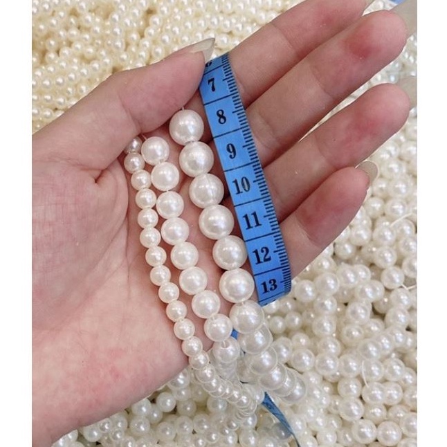 💎Sỉ lẻ💎HẠT NHỰA NGỌCC TRAI XÂU CHUỖI DÀI 80CM - phụ kiện may, trang trí, chụp ảnh concept, chụp nail