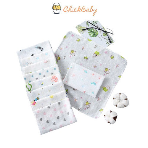 Khăn sữa, khăn xô sữa 30x28cm xuất Nhật cho bé sơ sinh 2 lớp - 1 set 10 Cái - ChickBabyShop