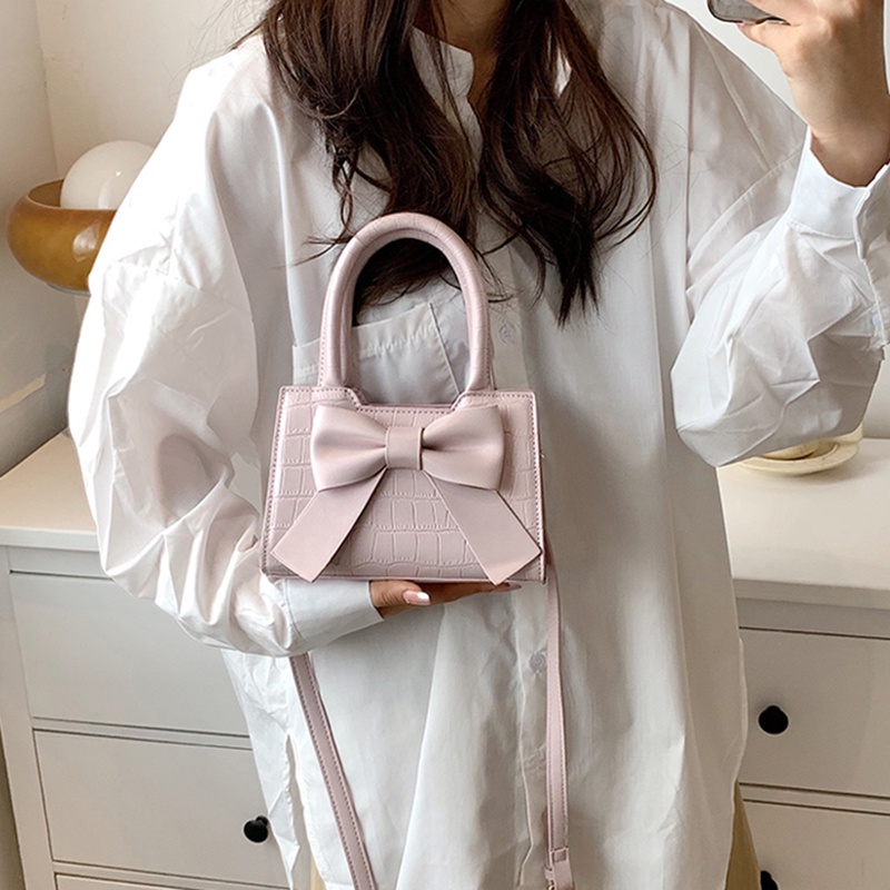 IELGY Túi Đeo Chéo Đính Nơ Thời Trang Xinh Xắn Cho Nữ