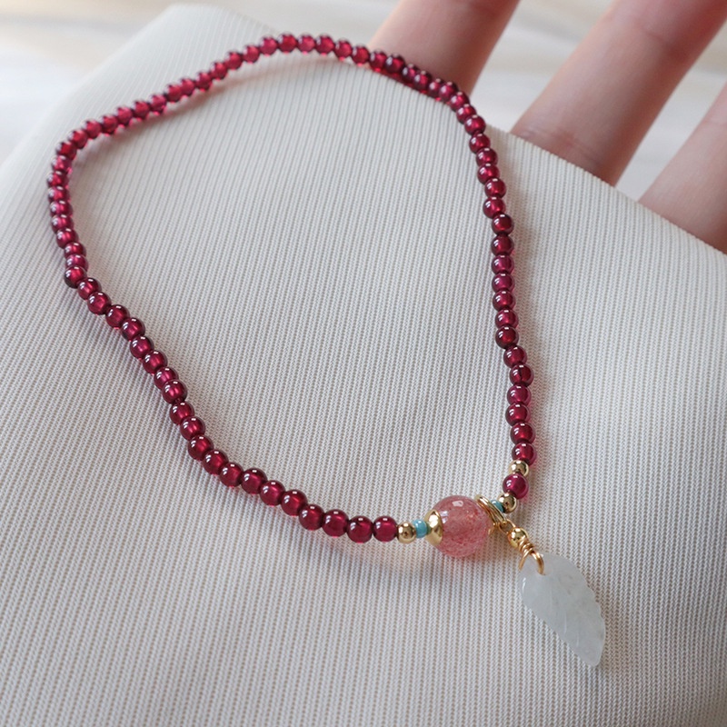 [Hàng Mới Về] Lắc Chân Dạng Treo Hạt Garnet Nhỏ Nhắn Phong Cách Thương Hiệu Thời Trang Cho Nữ