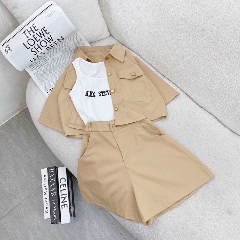 SET KAKI 3 MÓN ÁO ALBX + SHORT 2M