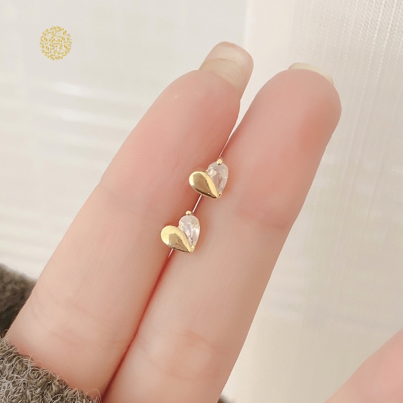 Bông Tai Hình Trái Tim Đính Đá Opal Sang Trọng Cho Nữ