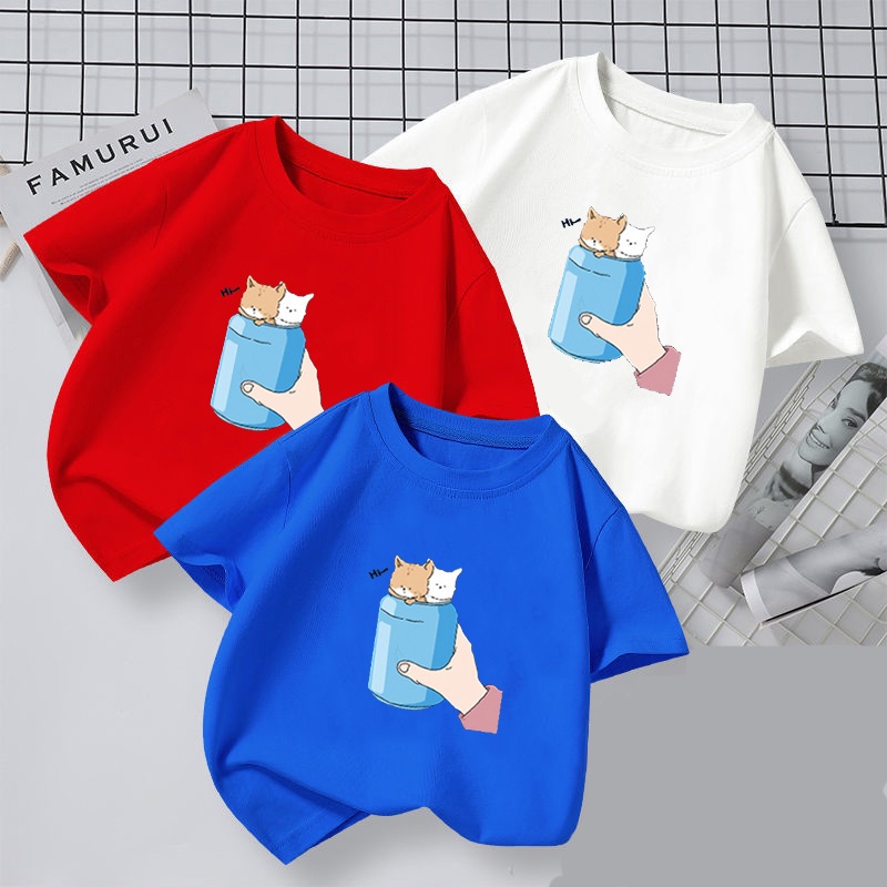 NRVP Áo thun vải mềm mại cổ tròn tay ngắn họa tiết hoạt hình thời trang dành cho trẻ em từ 3- 11 tuổi