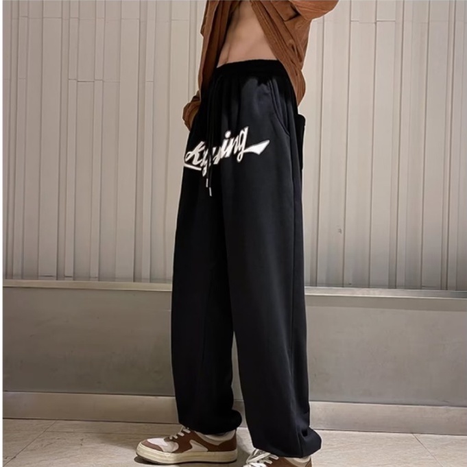 Quần Dài Nữ Lưng Cao Ống Rộng Phong Cách hip hop Đường Phố Âu Mỹ Cá Tính Cho Nam Và quần jogger kaki nam