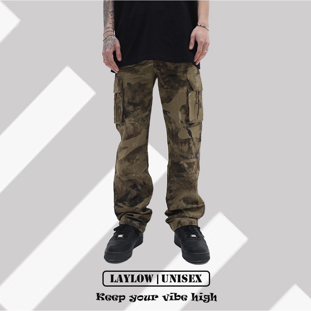Quần Dài Kaki Túi Hộp Rằn Ri Nam Nữ Thời Trang Đường Phố Cao Cấp, Cargo Pants streetwear LAYLOW Unisex