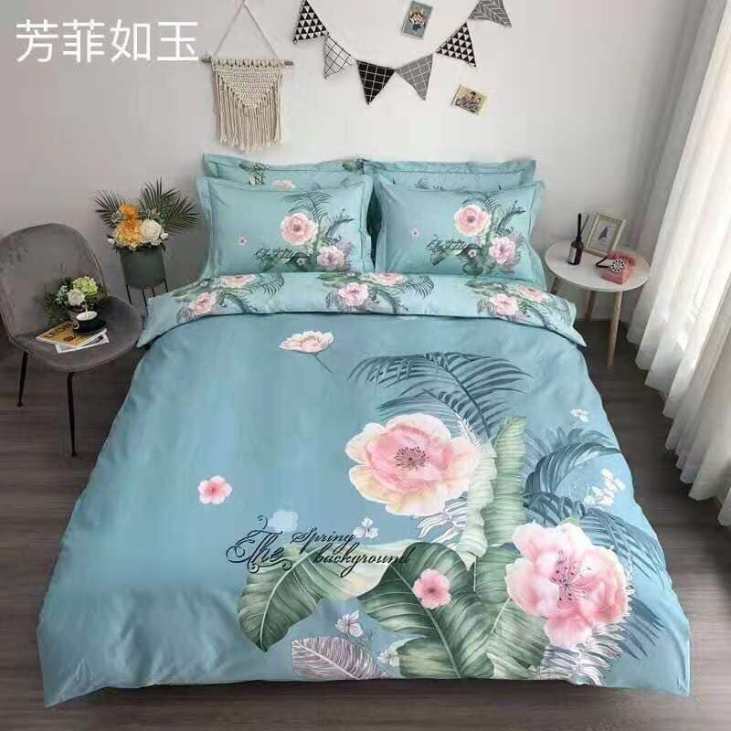 Full Set Trọn Bộ Drap Giường Cotton Organic Họa 3D Cực Đẹp M6*2M-M8*2M