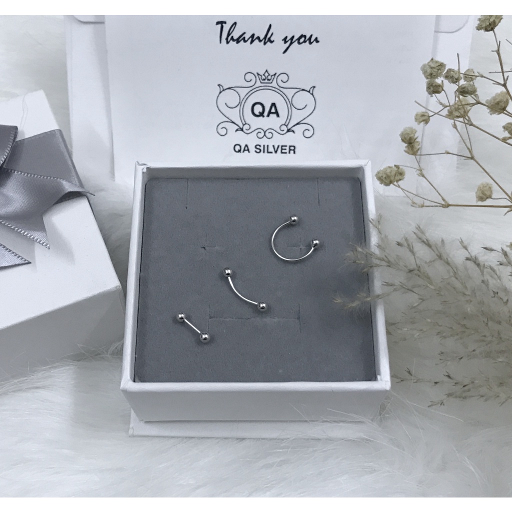 Khuyên tai bạc khoen vành chốt bi vặn nam nữ bông tai kẹp vành S925 EARCUFF Silver Earrings QA SILVER EA200903