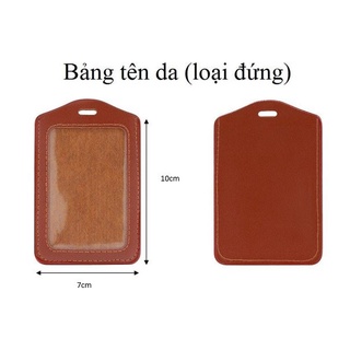 Bảng tên da nâu bỏ thẻ nhân viên thẻ sinh viên Ngang 8.5x5.7cm Đứng 5.7x8.5cm