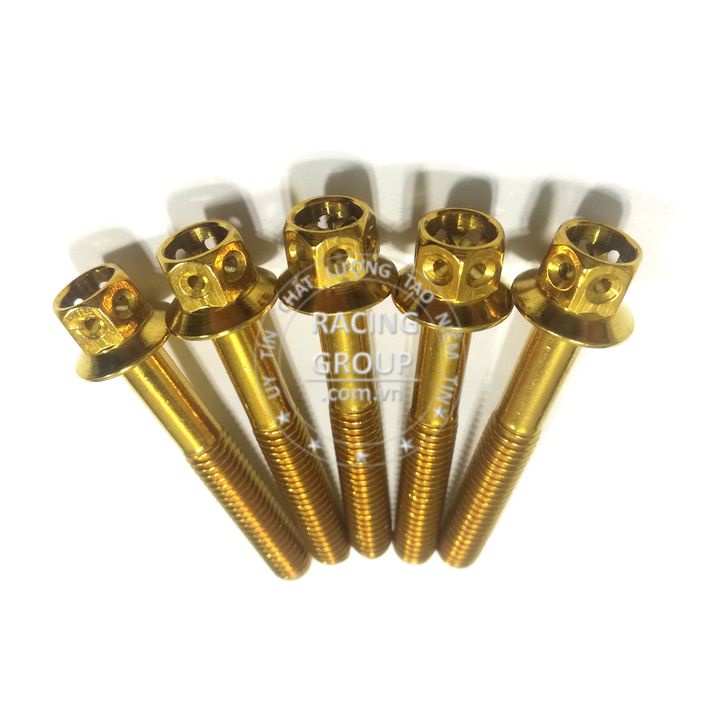 Ốc gr5 6li40 Inox vương miện vàng gắn các vị trí tương thích trên xe máy