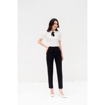 Áo sơ mi cổ đức kèm nơ khuy TIINSTORE  AHN320