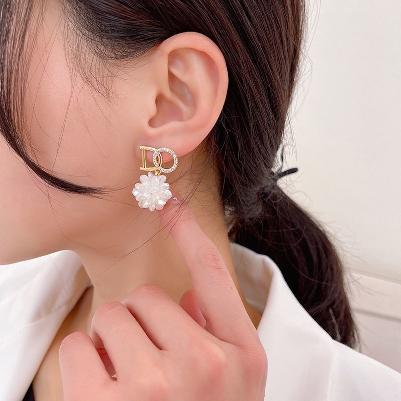 Mới Bông Tai Mạ Bạc 925 Hình Bông Hoa Đính Ngọc Trai Giả Phong Cách Hàn Quốc