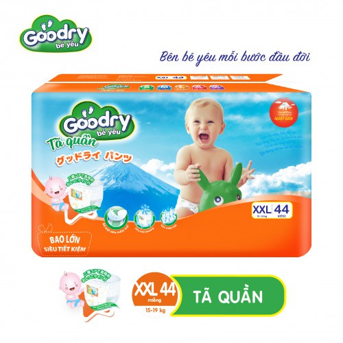 [Mã BMBAU50 giảm 7% đơn 99K] Tã quần Goodry XXL44 (15-19kg) - Công nghệ Nhật Bản thấm hút nhanh, mềm mại thoáng mát