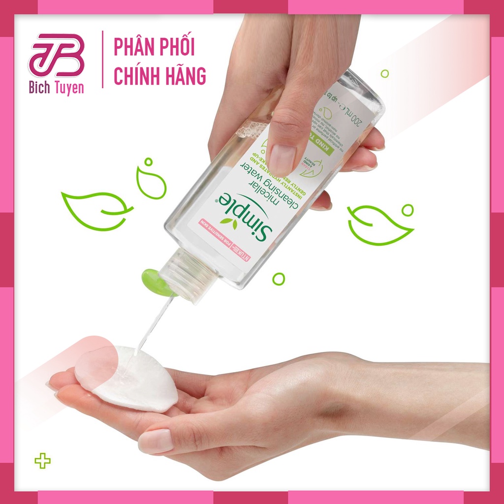 Nước Tẩy Trang SIMPLE Micellar Cleansing Water 200ml BT Cosmetic
