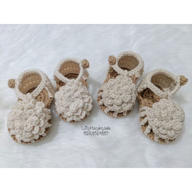 Giày bánh bèo đáng yêu cho bé gái - Giày len hoa cúc Handmade