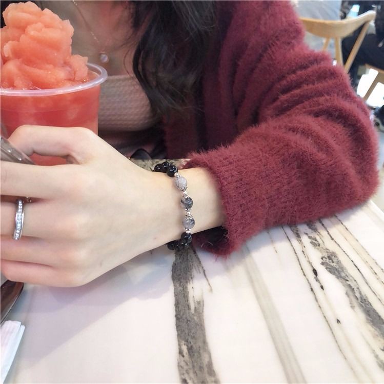 2 Vòng Tay Chuỗi Hạt Đá Đen Từ Tính Thời Trang Cho Cặp Đôi