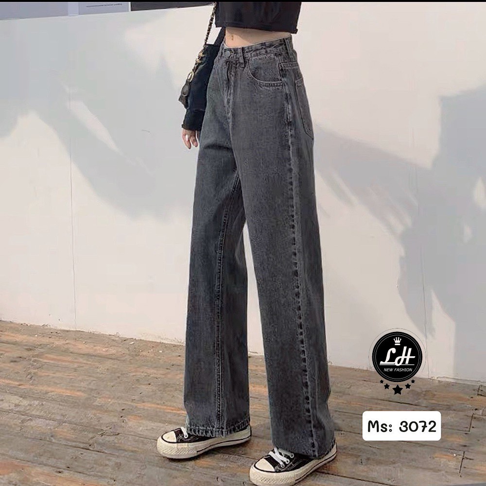 FS50K_Quần Jeans Nữ Ống Rộng Cao Cấp OHS3100 Lê Huy Fashion 4 Màu Trắng, Xanh Đậm, Xanh Nhạt, Xám Đen