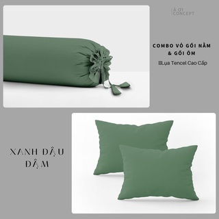 Combo 2 vỏ gối nằm trơn lụa tencel - à ơi concept