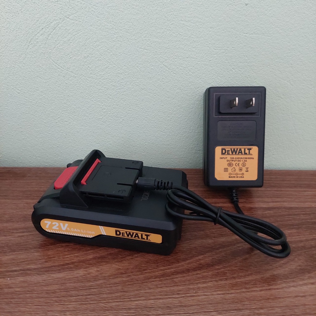 Combo Pin + Sạc dung cho máy khoan pin De.walt 72v pin 5 cell