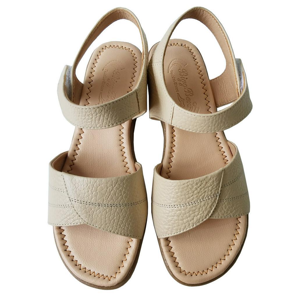 Giày Sandal Nữ Da Bò Thật BIGBEN Cao 3 Phân SDN65