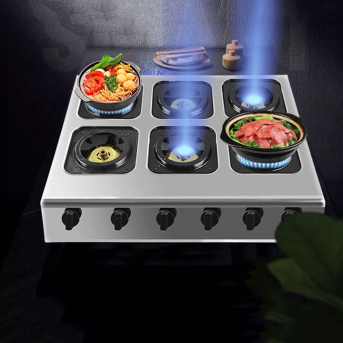 Bếp gas 6 lò - Bếp ga nấu mỳ cay cơm niêu 6 họng