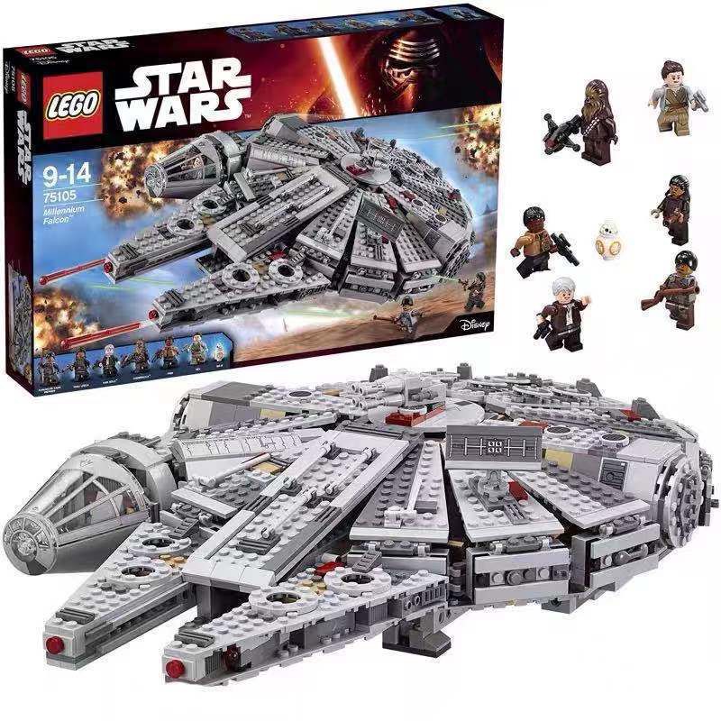 Tàu vũ trụ Lego Star Wars mới Millennium Falcon lắp ráp các khối xếp hình, cậu bé và đồ chơi tương thích cho trẻ