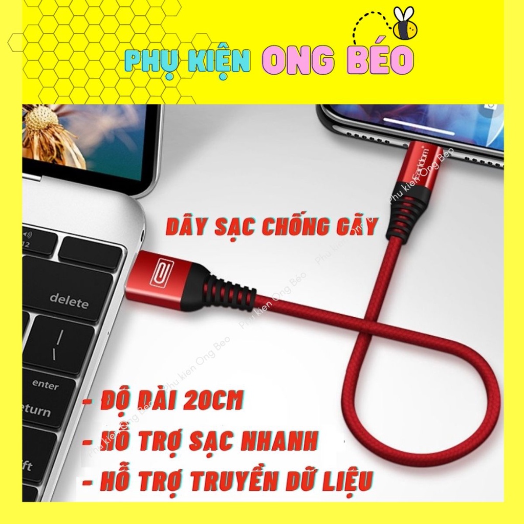 Cáp sạc ngắn 20cm, dây sạc truyền dữ liệu siêu bền chống đứt gãy Earldom - phukien_ongbeo