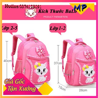 [2 SIZE -CHẤT ĐẸP] Balo đi học cho bé gái hình mèo dễ thương màu hồng siêu dễ thương chất liệu vải Polyester chống thấm