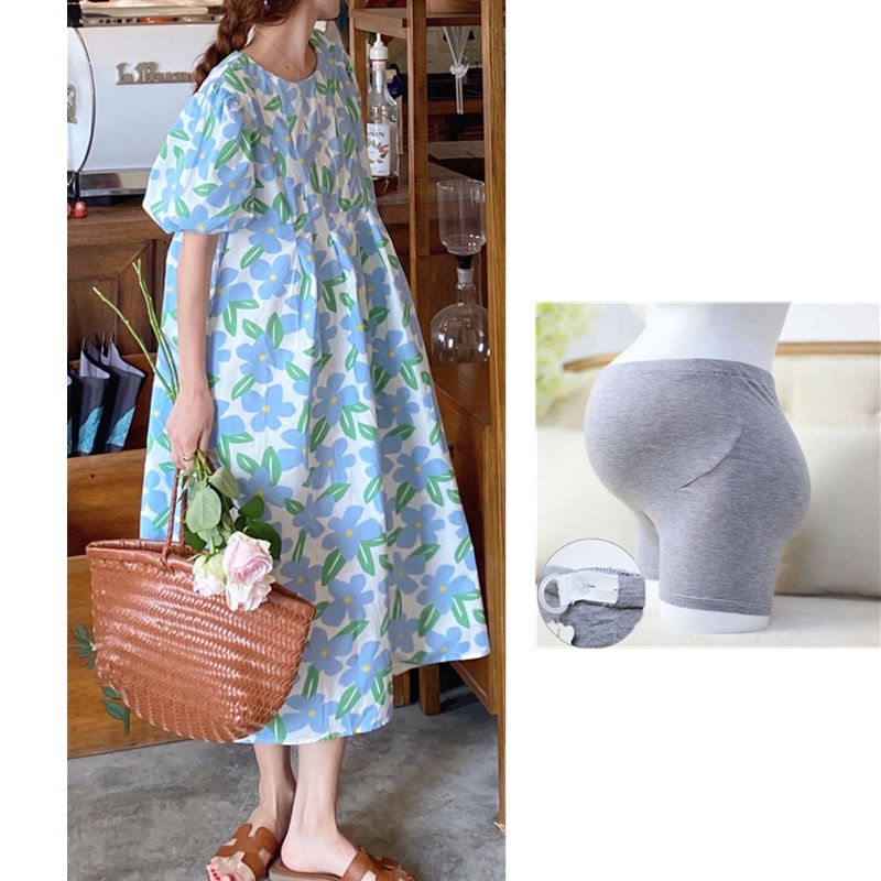Đầm Búp Bê Dáng Rộng In Họa Tiết Kiểu Hàn Quốc Thời Trang Mùa Hè Xinh Xắn Cho Mẹ Bầu