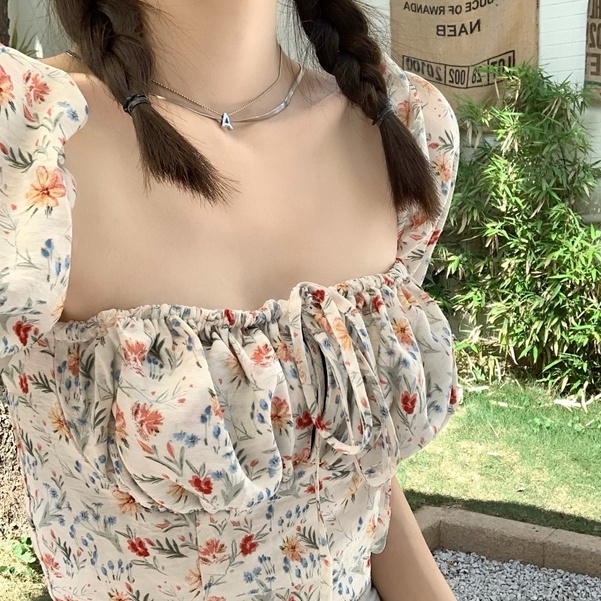 Áo Sơ Mi Tay Ngắn Bồng In Hoa Thời Trang Mùa Hè Dành Cho Nữ