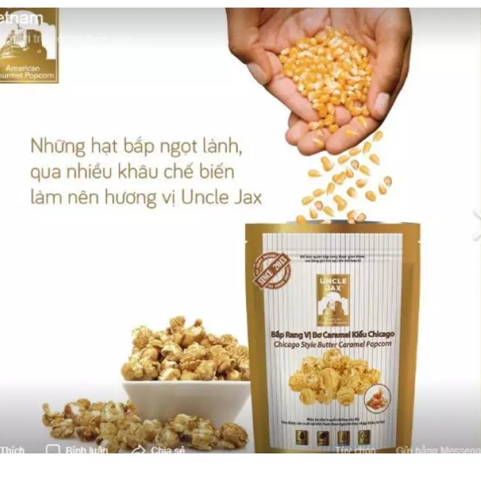 Bắp rang bơ Uncle Jax American Popcorn đủ loại caramel, phô mai ít calo kiểu Mỹ gói khủng lồ - ÂU CHÂU SHOP
