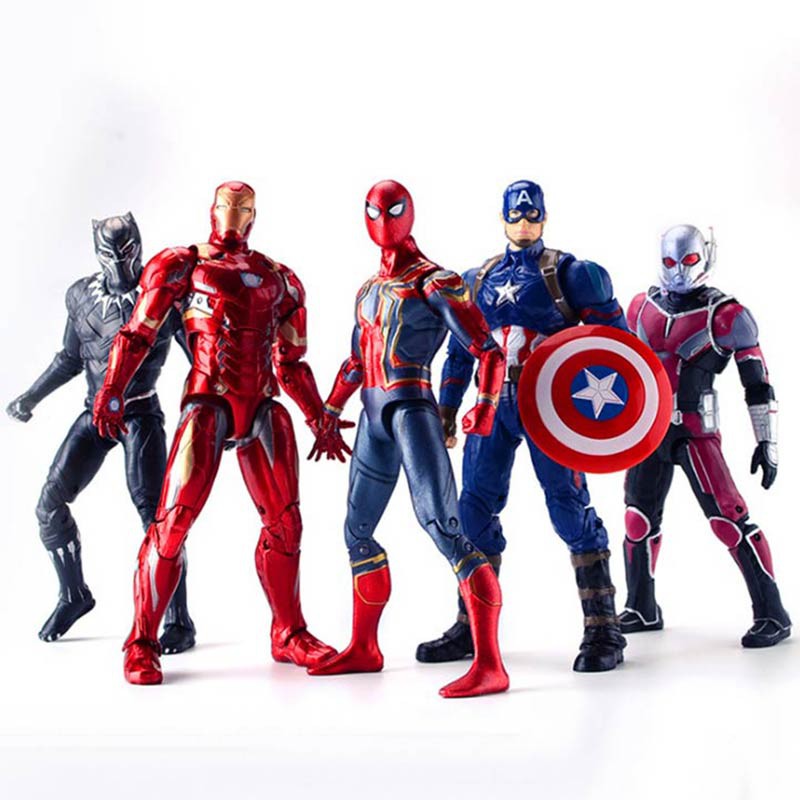 Set 14 Mô Hình Nhân Vật Avengers Infinity War Thanos Iron Man Captain America Thor Spiderman Captain America Thor Spiderman