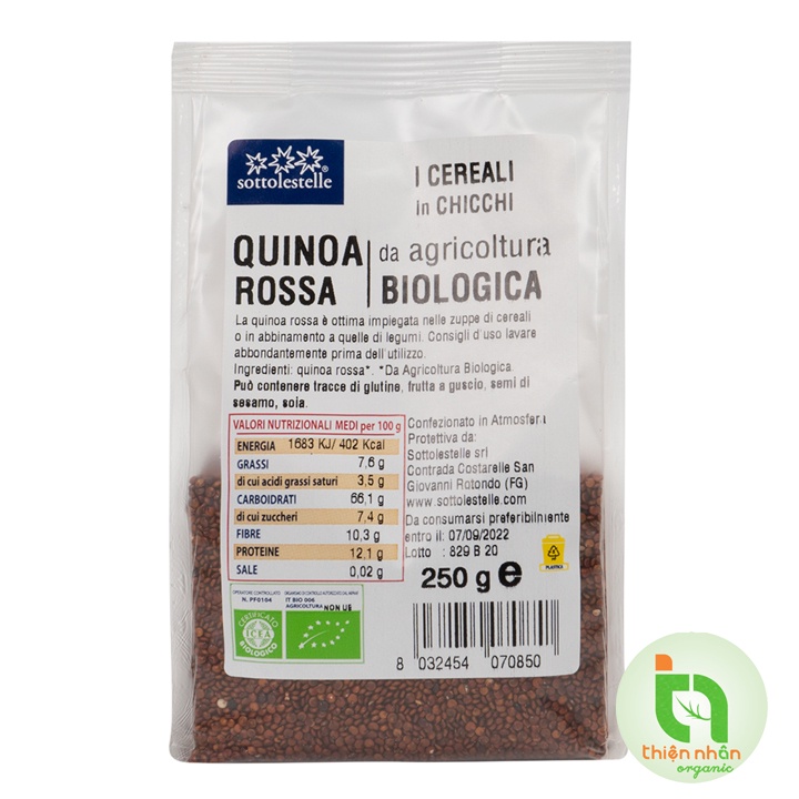 Date 07/09/2022 - Hạt diêm mạch quinoa đỏ hữu cơ Sottolestelle 250g Organic red quinoa