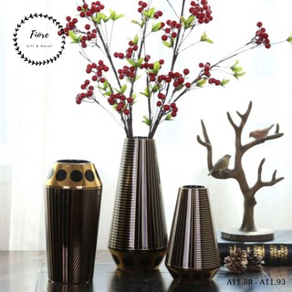 Lọ hoa - lọ hoa decor - họa tiết kẻ phong cách Bắc Âu màu trắng và đen cực sang trọng