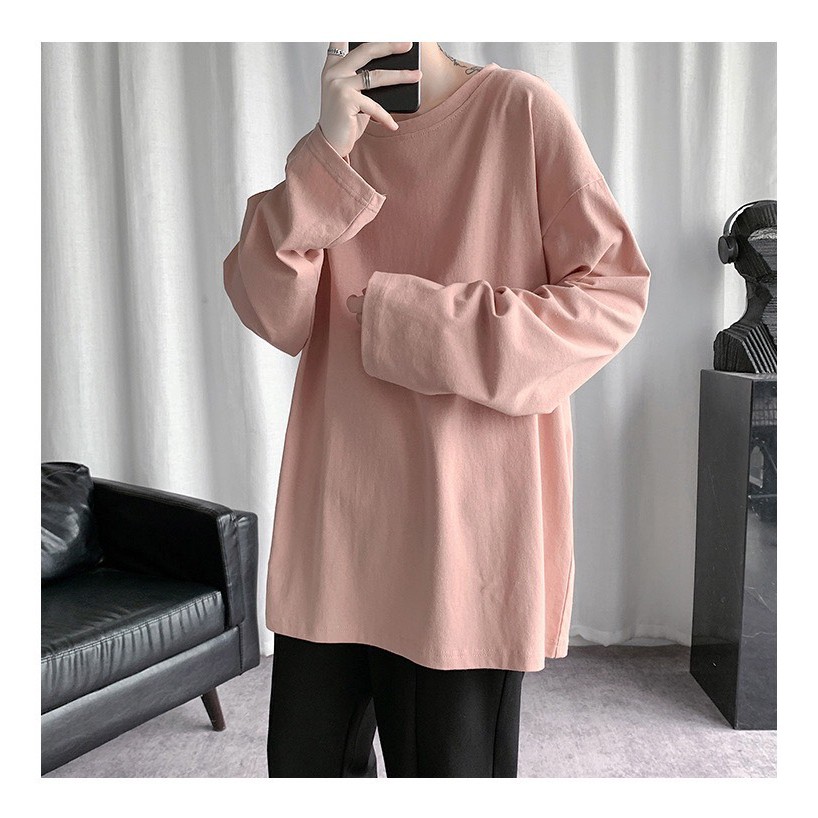 Áo phông trơn tay dài unisex phom rộng 2 mầu đen trắng top xu hướng 2023 | BigBuy360 - bigbuy360.vn
