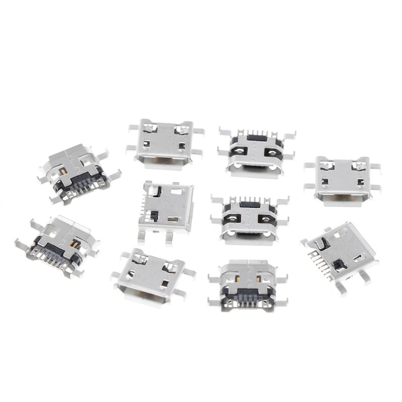 Set 10 Ổ Cắm Micro Usb Loại B 5 Pin 0.72mm Cho Điện Thoại / Máy Tính Bảng