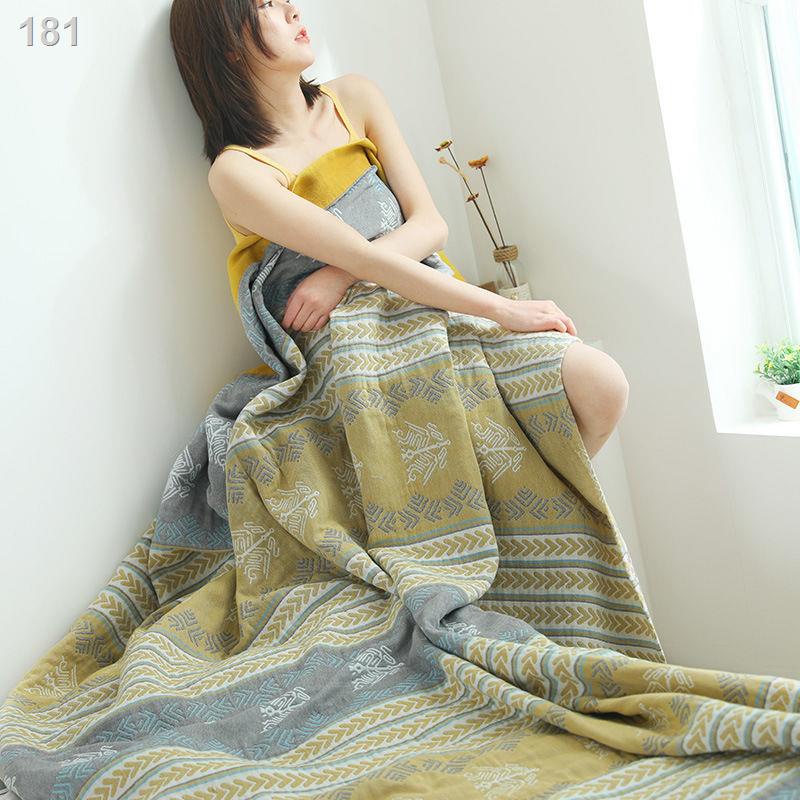 【hàng mới】Phong cách Nhật Bản khăn bông năm lớp chăn gạc đơn đôi mùa hè mát mẻ trải ga giường điều hòa nhiệt độ