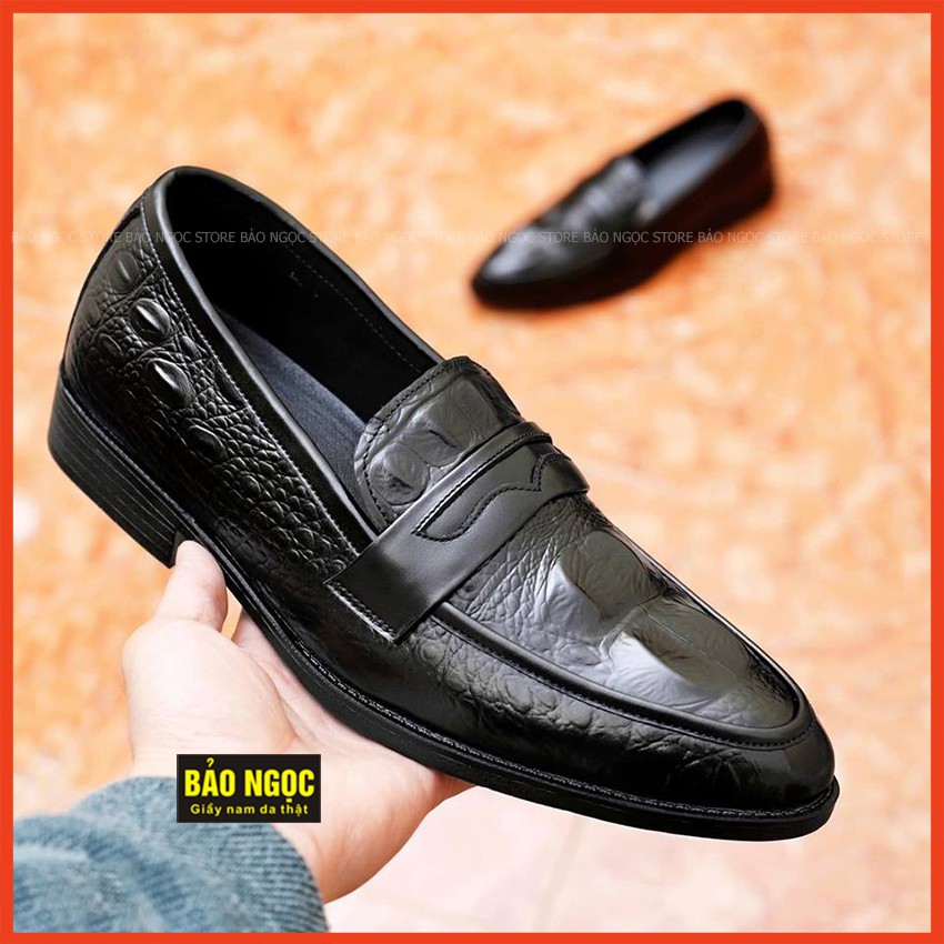 Giày tăng chiều cao nam 6,5cm BẢO NGỌC STORE ✅ Da bò tấm dập vân cá sấu sang trọng ✅ Mã TC11