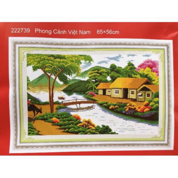 Tranh thêu chữ thập Phong Cảnh Làng Quê 222739  chưa thêu